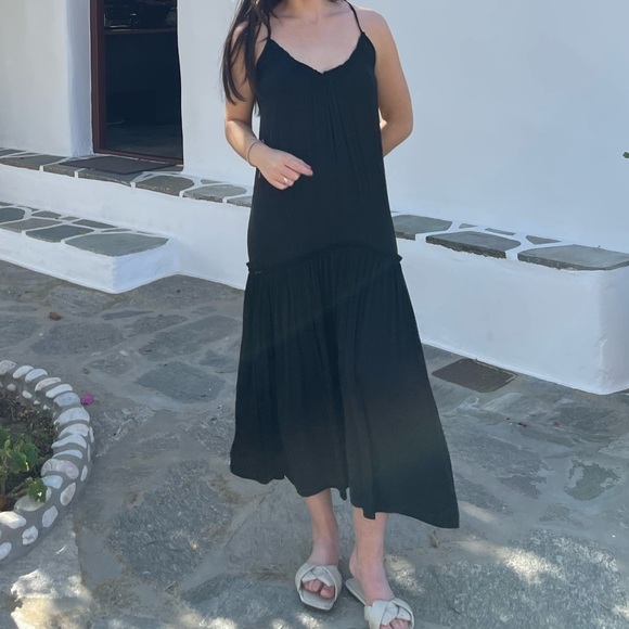 ZARA black silky maxi dress - Picture 1 of 4